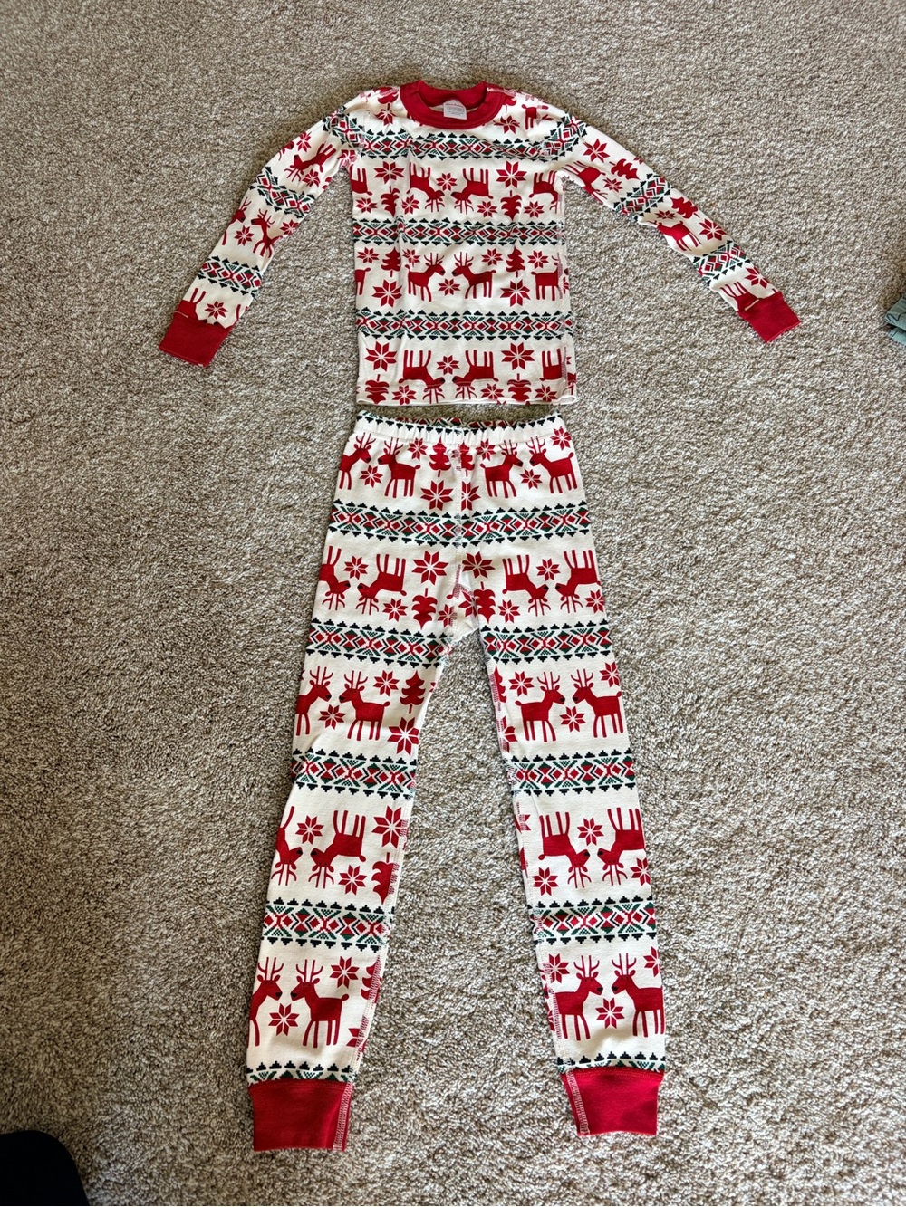 Hanna Andersson Red and White Reindeer Pajama Set